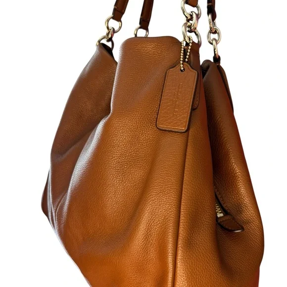 Coach Lexy Shoulder Bag Pebbled Leather Saddle Gold Chain - Picture 4 of 8